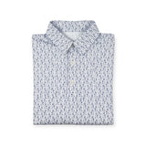Albatross Polo - White w/ All-Over Golf Pattern - Bald Head Blues